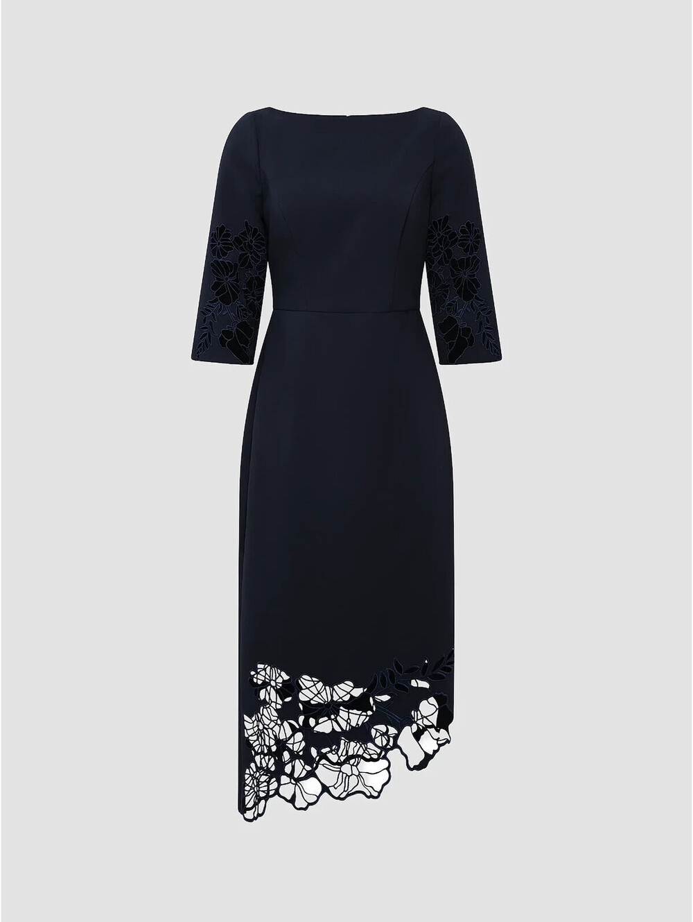 New, Kay Unger Vanna Guipure Lace Midi-Dress in Night Sky Sz 14 #MD2589
